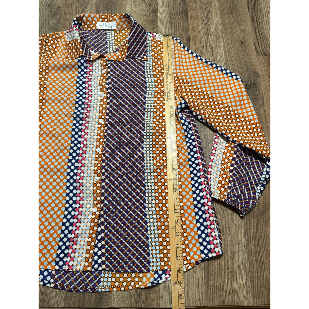 Mad Boutique Shirt Womens XL Orange Purple Black Blue Long Sleeve Button Up - Picture 7 of 10